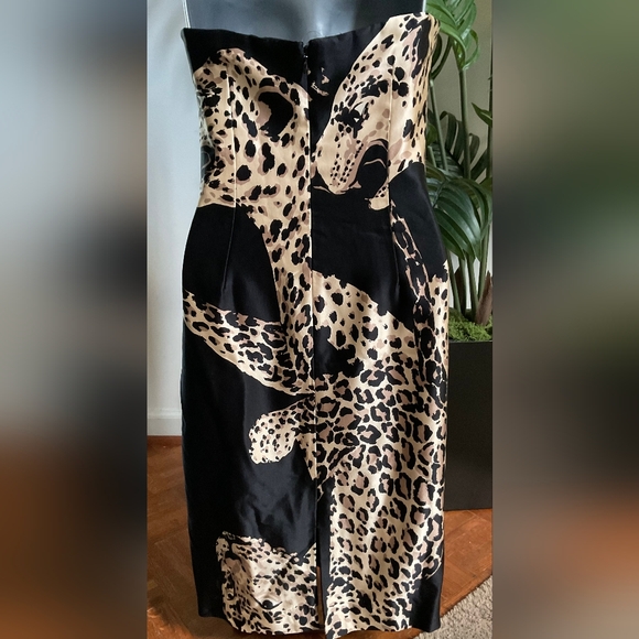 Kay Unger One Of A Kind Strapless Silk Leopard Dress - Picture 10 of 11